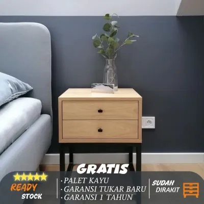 Meja Nakas Minimalis 2 Laci (NL 27) Meja Kamar Tidur Meja Kosmetik Bedside Table