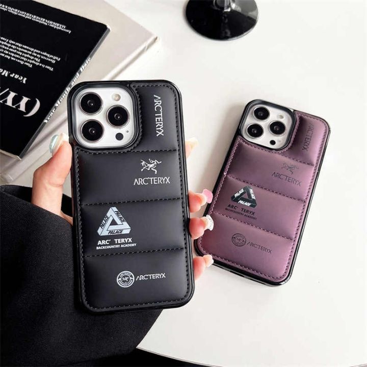 【ARC'TERYX】Feather Fiber Down Jacket 3D Puffer Case For iPhone 15 Pro Max  iPhone 11 12 13 14 Pro Max Anti-fall Soft Phone Cover