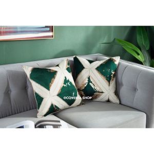 Pillow Cover / Sarung Bantal Kursi Sofa Motif Diamond Hijau 45x45cm