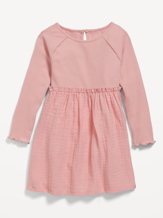 Old Navy Toddler Girl's Long-Sleeve Textured-Knit Fit & Flare Dress |  Lazada PH