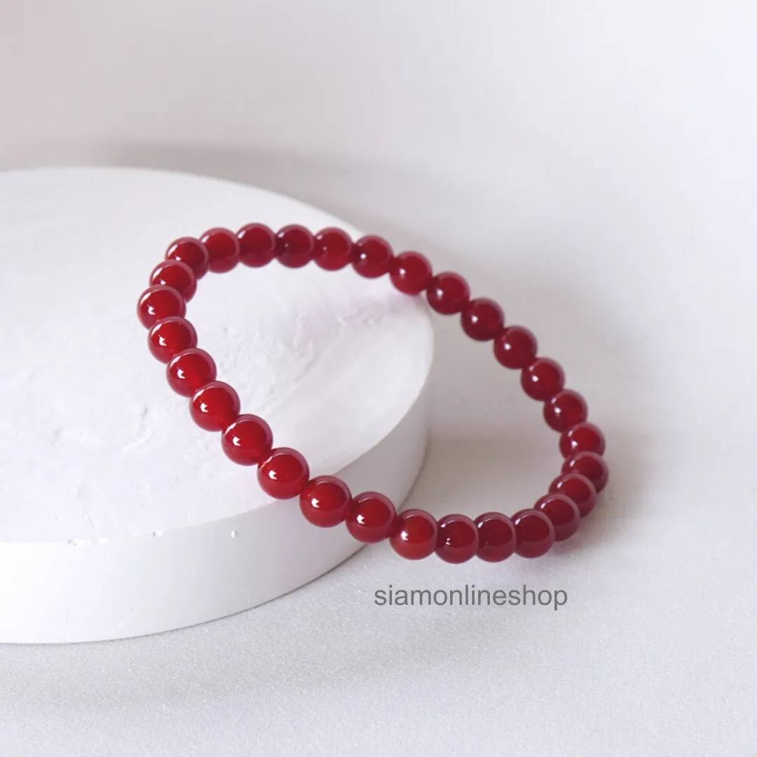 CARNELIAN หินคาร์เนเลียน เลือกขนาดเม็ดหินได้ (4, 6 มม.) หินแห่งความอวยพร สร้อยข้อมือหินแท้