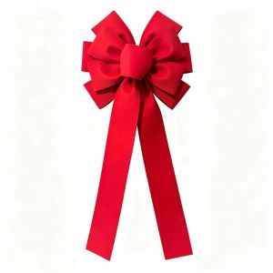 OKDEALS01 Long Streamers Christmas Tree Bow Decoration EVA Large Xmas Wreath Bow-knot Xmas Bow-knot Pendant Handmade Red Velvet Front Door Bow Christmas