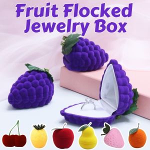 THANKSKY Nho Bộ tổ chức dây chuyền Cherry Chống va chạm Dứa Hộp đựng trái cây hình tròn Kho lưu trữ Cam Hộp trang sức nhung Cặp đôi