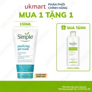 Sữa rửa mặt Simple giúp kiềm dầu và ngừa mụn hiệu quả cho da dầu mụn 150ml