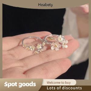 Heabety Fashion Delicate Flower Opening Adjustable Rings For Women Color Minimalist Finger Ring Engagement Fine Jewelry Female Gift