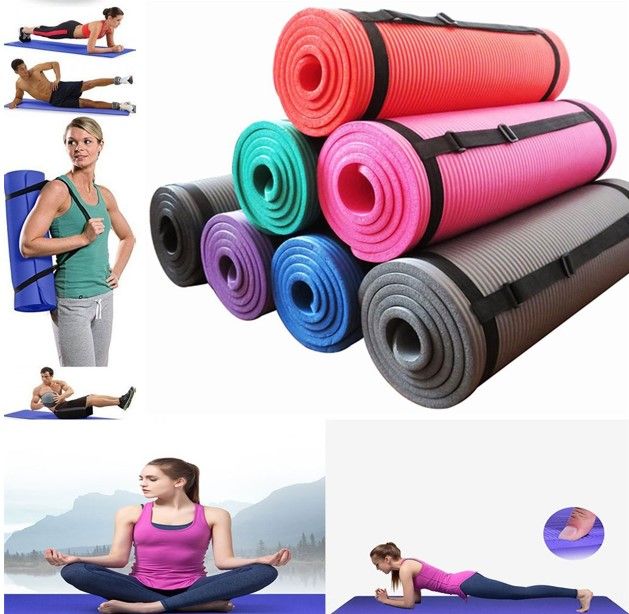 YMS Anti-Tear Exercise Yoga Mat with Carrying Strap - Color May