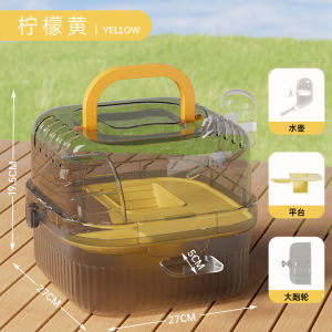 SKISOPGO Portable Hamster Cage Large Capacity Hamster Travel Cage Breathable Translucent Hamster Habitat