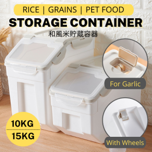 IMP HOUSE Rice Storage Container with Wheels and Scope Seal Locking Grain Storage 10KG 15KG