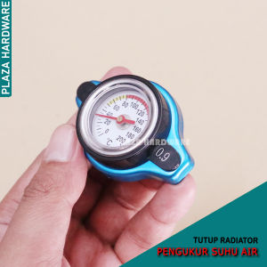 Tutup Radiator Mobil Kepala Kecil Universal + Pengukur Suhu Air Warna Biru