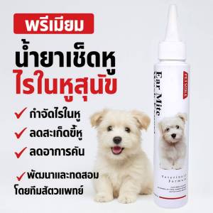 PETSMILE น้ำยาเช็ดหูสุนัขออร์แกนิกพรีเมียม ขจัดไรในหู ขี้หูดำ ยีสต์ เชื้อรา ไม่แสบ ใช้ได้ทุกวัน 100ml