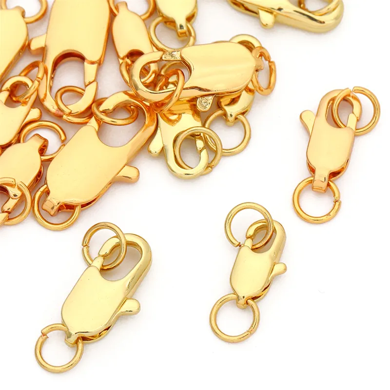 1Pc Lobster Clasps Hooks With Open Jump Rings 18K Gold Plated Copper  Bracelet End Lock Buckle For Necklace Chains DIY Jewelry Making Findings  Supplies