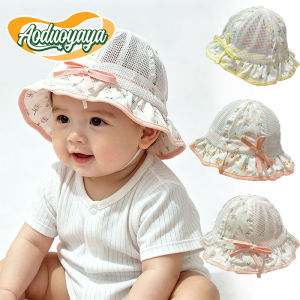 Aoduoyaya Baby Girl Bucket Sun Hat Cute Princess Four Seasons for 6-12 Months 1-2 Years Thin Breathable Hat