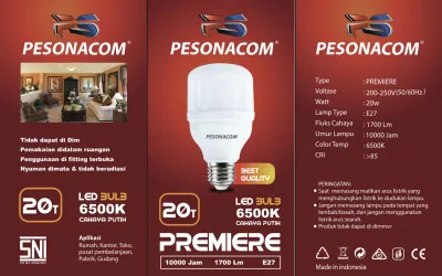 Klik-Beli Bohlam Pesonacom Premiere Lampu LED Jumbo Tabung SNI Rumah Kantor Terang Termurah 10W / 15W / 20W / 30W / 40W / 50W / 60W / 80W