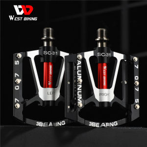 WEST BIKING 3 Bearings Bicycle Pedals Ultralight Anti-slip CNC Road MTB Bike Pedal Cycling Sealed Bearing Bike Pedals
