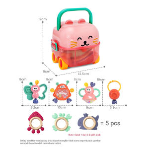 Baby Rattle Teether Mainan Gigitan Dan Kerincingan Bayi Set 5 Pcs BPA Free Box Mainan Mobil
