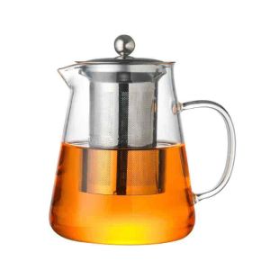 COUPLECOL Trong suốt Ấm trà thủy tinh Chịu nhiệt với dụng cụ lọc trà Ấm pha trà Hộ gia đình Nắp bằng thép không gỉ Bình pha trà Bàn ăn