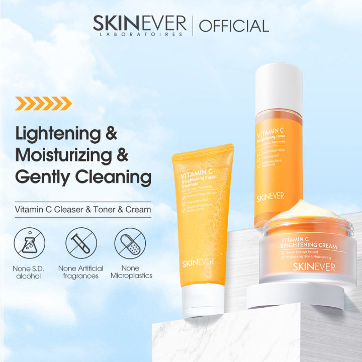 SKINEVER Vitamin C Lightening Set VC Cleanser And Toner And Moisturiser Whitening Hydrate Skin