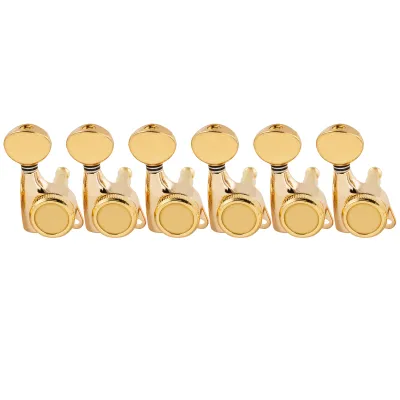 Musiclily Pro 18:1 Ratio Full Sealed Locking Machine Head Tuner Tuning Peg Key with Vintage Oval Button for Strat Tele Style Electric Guitar