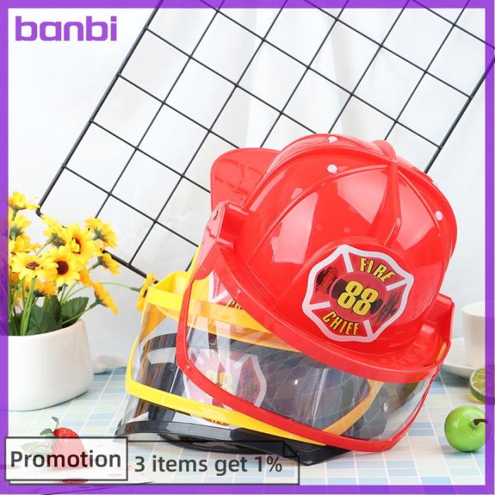 1PC Kids Fire Safety Helmet Toy, Red Plastic Fireman - View #3