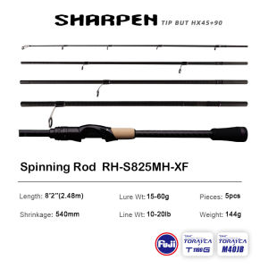 PURELURE SHARPEN Travel Soft Lure Long Spinning and Casting XF/MF Action Rods FUJI Components Bass Pike Rod Fishing Rod Reel