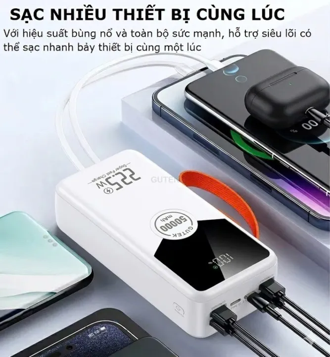 Sạc dự phòng 50000mAh sạc nhanh 22,5W pin dung lượng lớn có dây cắm nhiều điện thoại - Gutek GT230 | BigBuy360 - bigbuy360.vn Sạc dự phòng 50000mAh sạc nhanh 22,5W pin dung lượng lớn có dây cắm nhiều điện thoại - Gutek GT230 | BigBuy360 - bigbuy360.vn