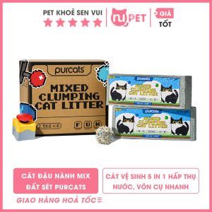 Cát đậu nành mix đất sét Purcats 5 in 1 siêu khử mùi siêu vón 25kg