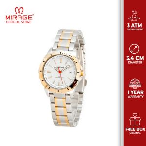 Mirage Watch Jam Tangan Analog Wanita Mewah Silver Gold 8549 L Original Anti Karat Garansi 1 Tahun