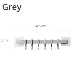 6 Hooks Adhesive Wall Hook Rack | Strong Seamless Hanger | Kitchen & Bathroom Storage Holder for Towels Keys Bags & Utensils