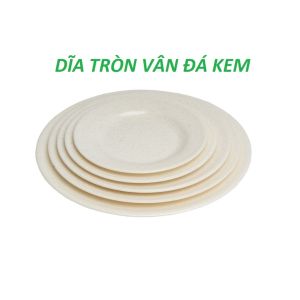 Dĩa tròn vân đá kem đựng thức ăn nhiều size DC66
