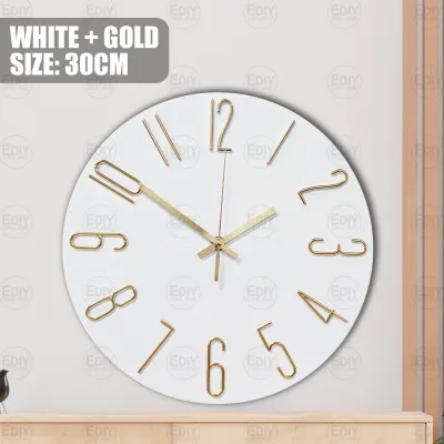 【𝐅𝐑𝐄𝐄 𝐁𝐀𝐓𝐓𝐄𝐑𝐘 𝐀𝐀𝐗𝟏】 30cm 12inch Muji IKEA Minimalist Frameless Wall Clock Luminous Glow in The Dark Quartz Learning Early Education Home Decoration Jam Dinding Rumah Wooden