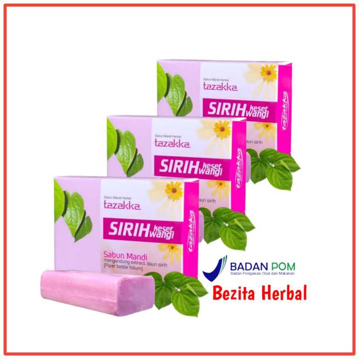 [Paket 3 Pcs] Sabun Sirih Tazakka Sabun Mandi Keset Wangi Sabun Herbal Daun Sirih