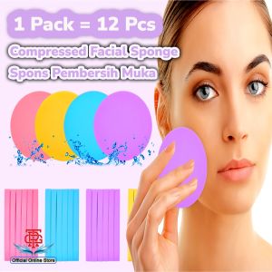 1 PACK 12 PCS Spons Stik Stick Kentang Busa Pembersih Muka Wajah Bedak Tabur Cushion Makeup Make Up Remover Compressed Facial Cleansing Sponge Stick