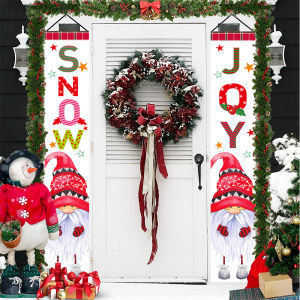 Elegant Waterproof Christmas Welcome Banner with Festive Ornaments