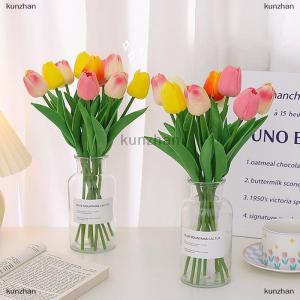 [COD] kunzhan 1PCS Tulips Artificial Flowers Real Touch Flowers Tulip Bouquet Decor Tulips Flower For Home Wedding Decorations