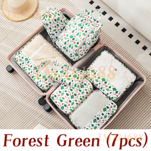 [✅Sg Ready Stock]  7Color Compression Travel Packing Cube Set 7pcs Luggage Organiser Large Compression Nylon Travel Bag