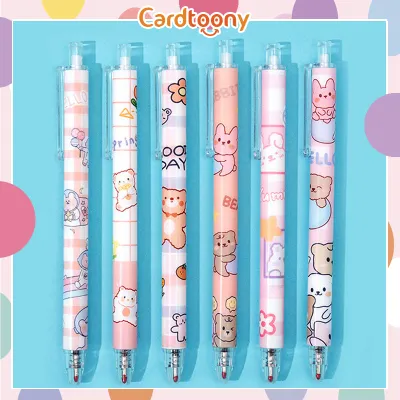 6 Pcs Gel Pen Motif Hewan Dino Girl Lucu Imut Pulpen Gel Ballpoint Bulpen Bolpoin Bolpoint Pena Cute