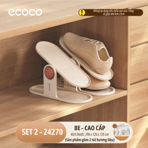 Set 2 Kệ để giày dép 2 tầng ECOCO tích hợp vách ngăn chống đổ kèm nấc điều chỉnh thông minh Giá đỡ giày dép tiết kiệm