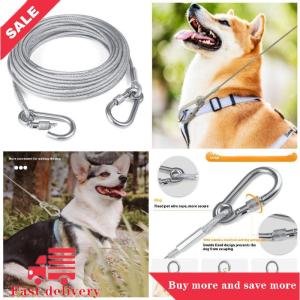 [COD] Double-headed Dog Tie Out Cable Leash raction Rope With Metal Buckle Steel Wire Anti-rust Training CollarOutdoor Dogs Strap