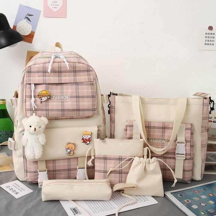 [Ins~school bag]2022新书包女小学生中学生双肩背包时尚百搭防水帆布高中生双肩包 | Lazada