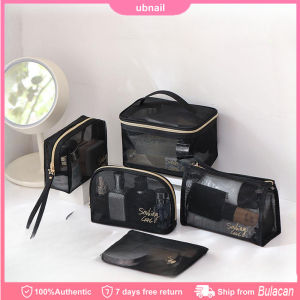 1pc Black Mesh Cosmetic Bag Transparent Travel Portable Storage Case Makeup Pouch Large Capacity Toiletry Organizer