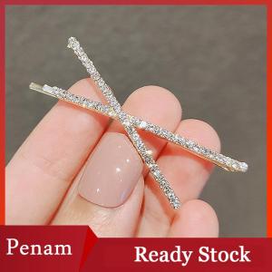 [PAM] 2pcs Cross Hairpins Rhinestones X Hair Clips Barrettes Simple Side Clip