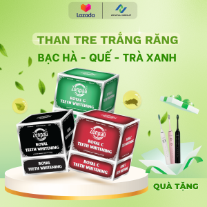 Bột Than Tre Trắng Răng Thuỷ Tiên Royal Teeth Whitening Zenpali Mới - (MUA 2 TẶNG 1 BÀN CHẢI ĐIỆN)