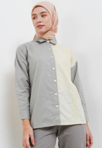 MFMW Raturame Atasan Blouse Kombinasi Yellow Green