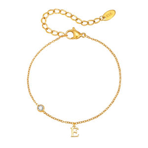 Vnox Gold Stainless Steel Chain A-Z Letter Bracelet for Women Sweet Cool Non-Fade Stackable Street Jewelry Party Gift