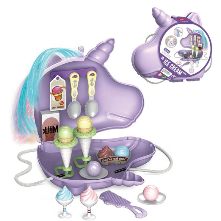 in New Pretend Play Toy Unicorn Bag Ice Cream Toy for Kids (30 Pcs)