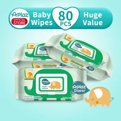 Aplaz Unscented Baby Wipes 80 Sheets 3 Pack for Baby and Kids