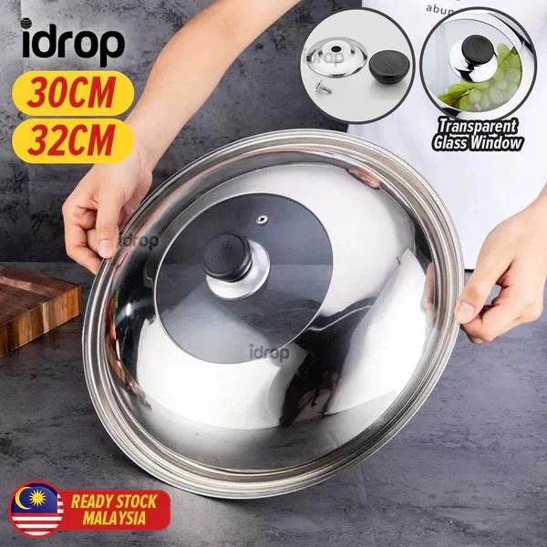 [Galaxy] [ 30CM / 32CM ] Stainless Steel Cooking Wok Pot Lid Cover Non ...