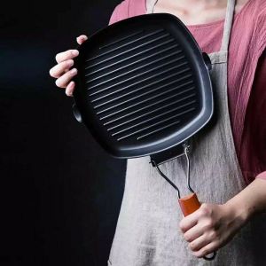 Square Grill Pan Pemanggang BBQ Multifungsi Anti Lengket (20 CM)