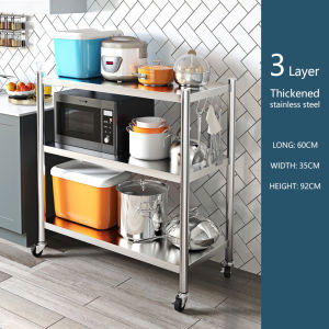 304 Stainless Steel Kitchen Storage Cabinet With Wheels Kitchen Racks Organizer Shelf Heavy Duty Kitchen Vegetable Rack Microwave Oven Rack Spice Cabinet Organizer Space Savers