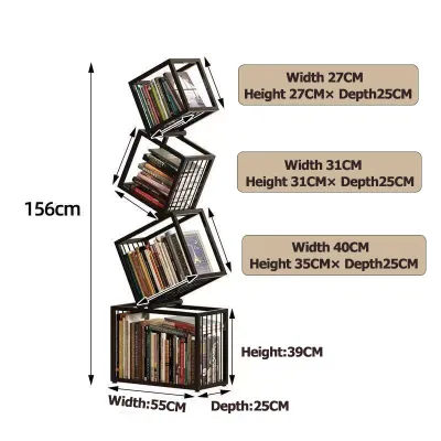 Creative Wrought Iron Corner Bookshelf | Modern Minimalist Multi-Layer Floor Standing Storage Rack for Home Decor Shelf